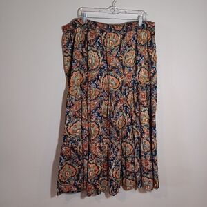 Signals Paisley Reversible Broomstick Skirt Rust Black Blue Size 3X 100% Cotton